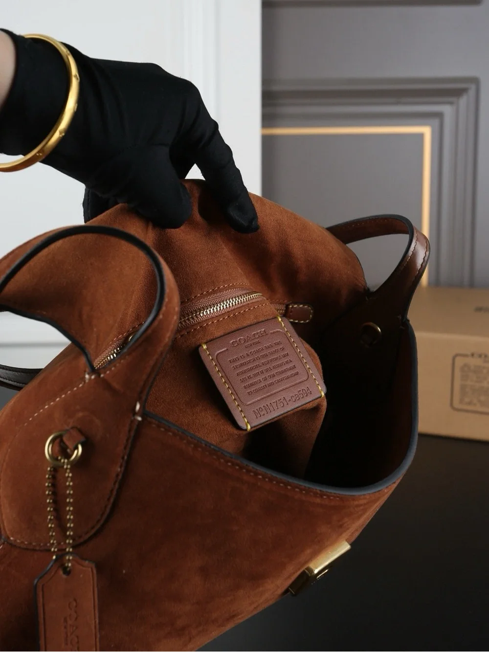 Coach Suede Shoulder Bag in Chestnut